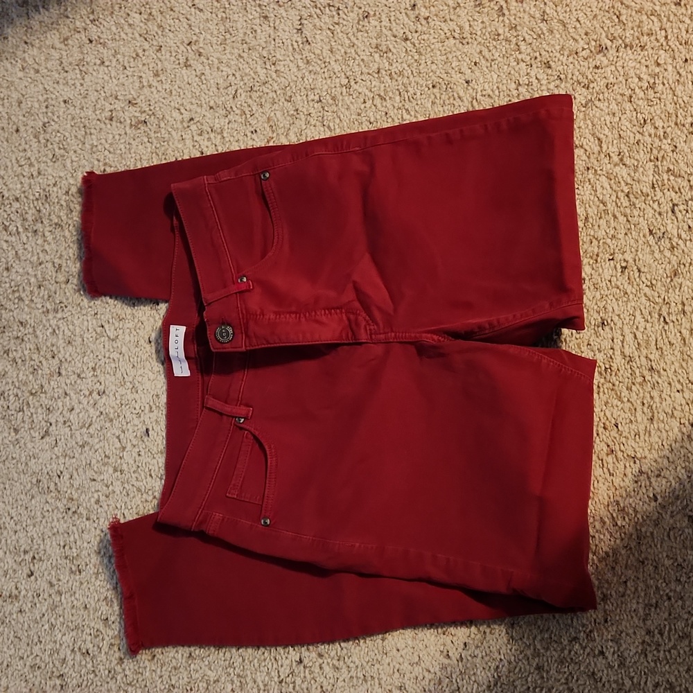 Made and Loved Loft Slim Pockets Red Pants Sz 8
